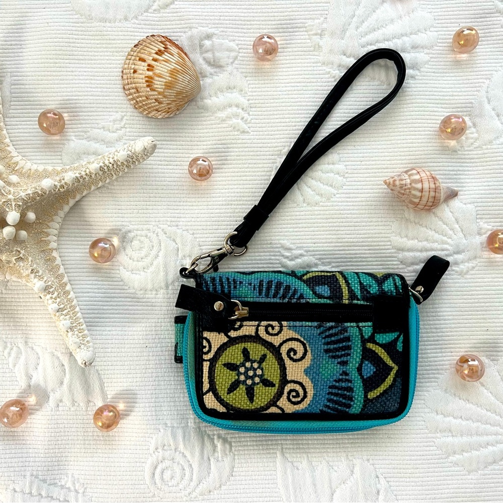Spartina 449 Wristlet Wallet Linen & Leather NWOT
